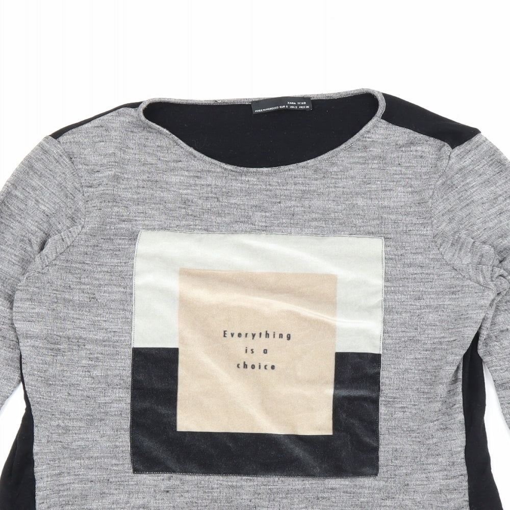 Womens UK Size S Zara Grey Pullover Jumper