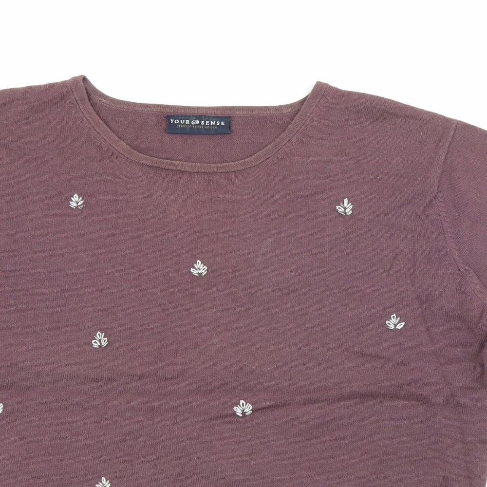 your 6th sense  Womens Purple Round Neck  Cotton Pullover Jumper Size M