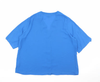 SheIn Womens Blue  Polyester Basic Button-Up Size XL V-Neck