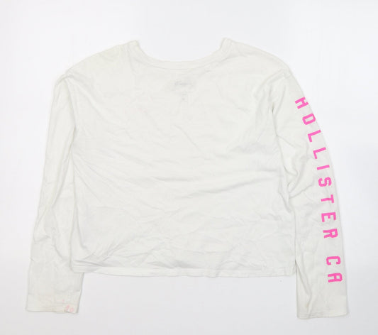 Hollister Womens White  Cotton Jersey T-Shirt Size XS Round Neck