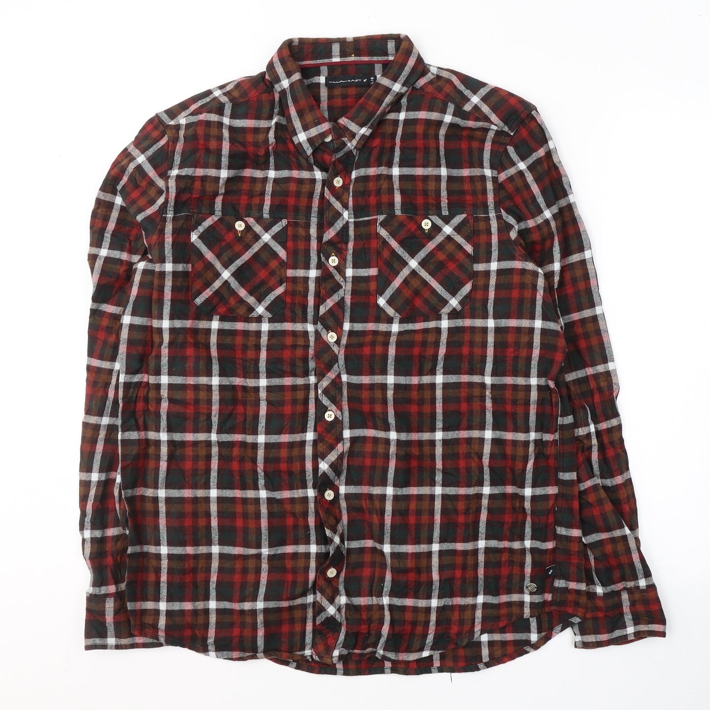 William Rast Mens Multicoloured Plaid Cotton  Button-Up Size L Collared Button