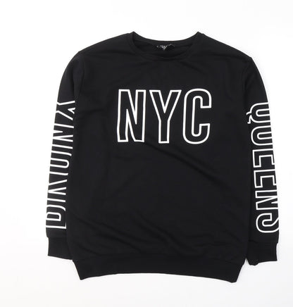 New Look Boys Black  Cotton Pullover Sweatshirt Size 12-13 Years  Pullover - NYC