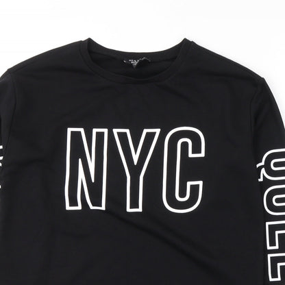 New Look Boys Black  Cotton Pullover Sweatshirt Size 12-13 Years  Pullover - NYC