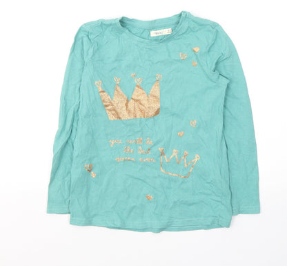 Sfera Girls Blue  Cotton Jersey Casual Size 6-7 Years Round Neck Pullover