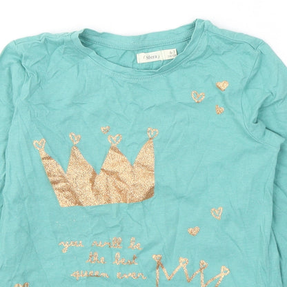Sfera Girls Blue  Cotton Jersey Casual Size 6-7 Years Round Neck Pullover