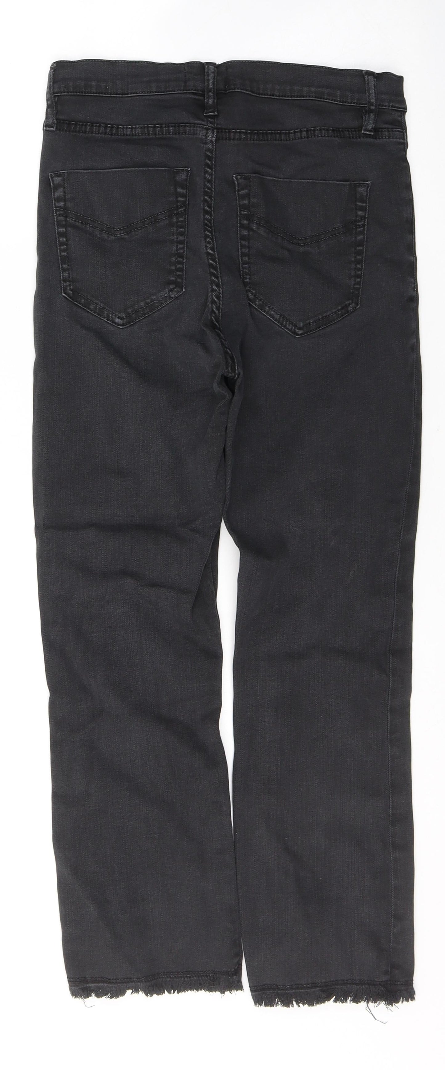 Mirella Womens Black  Cotton Cropped Jeans Size 24 in L24 in Regular Button