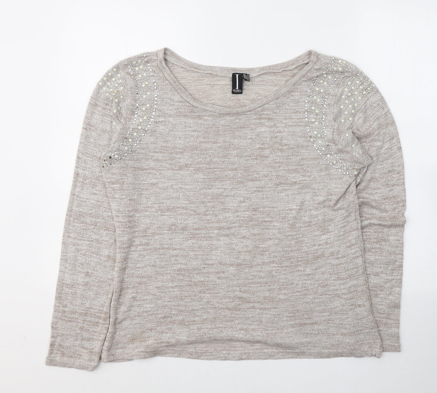 Womens UK Size 16 Izabel London Beige Pullover Jumper