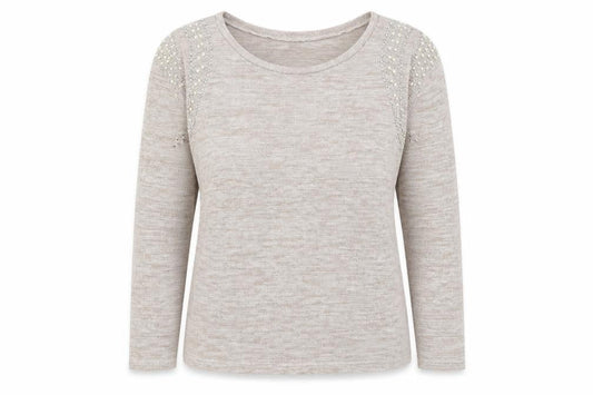 Womens UK Size 16 Izabel London Beige Pullover Jumper