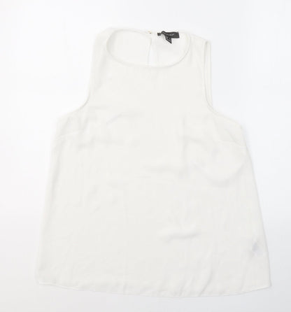 Primark Womens White  Polyester Basic Blouse Size 10 Round Neck