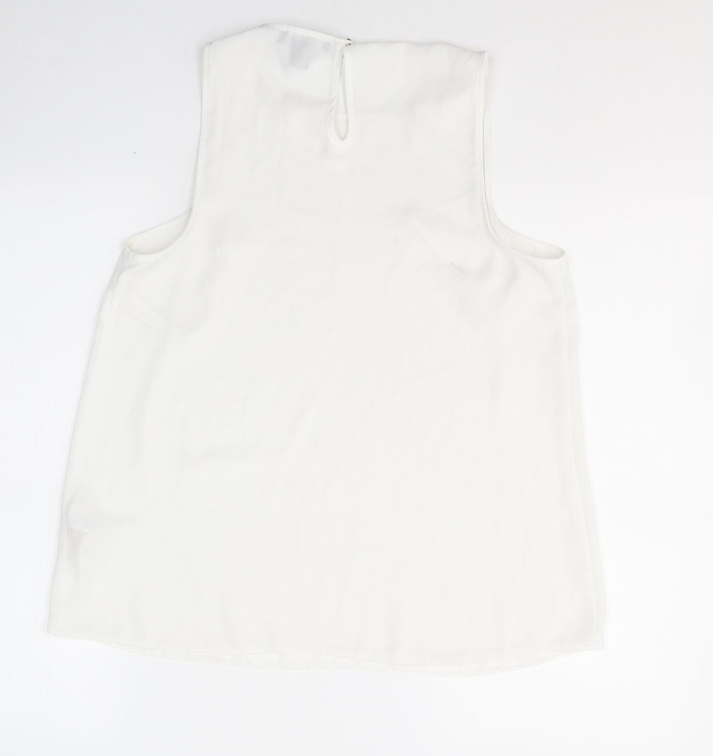 Primark Womens White  Polyester Basic Blouse Size 10 Round Neck