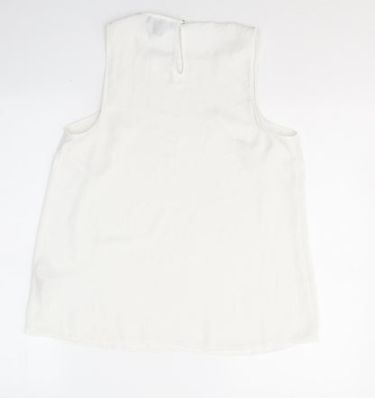 Primark Womens White  Polyester Basic Blouse Size 10 Round Neck