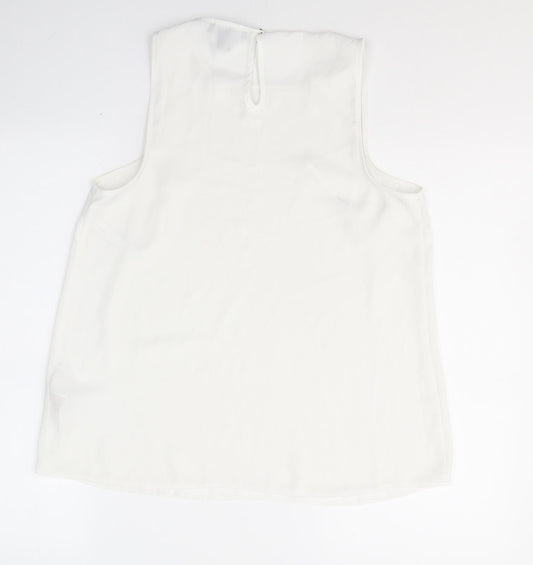Primark Womens White  Polyester Basic Blouse Size 10 Round Neck