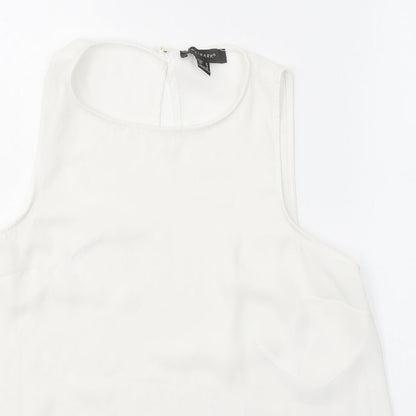 Primark Womens White  Polyester Basic Blouse Size 10 Round Neck