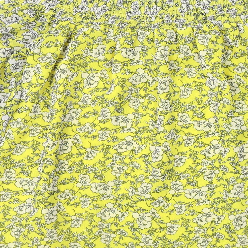 Papaya Womens Yellow Floral Polyester Basic Blouse Size 8 Off the Shoulder