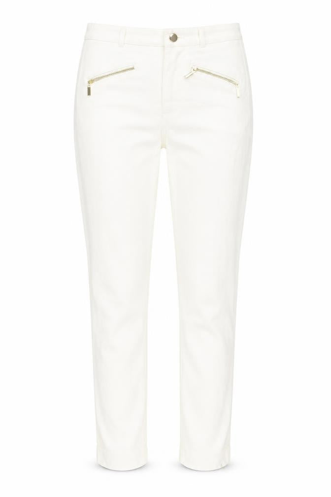 Front view of Marks & Spencer women’s white viscose skinny jeans, size UK 8, 29-inch leg regular button