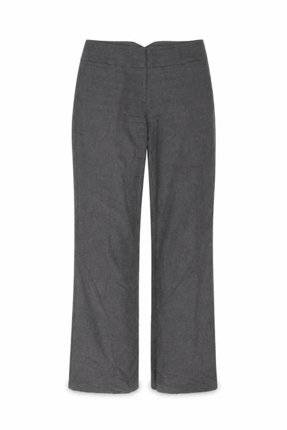 Front view of Atmosphere women’s grey polyester trousers, size UK 10, 31-inch leg regular button