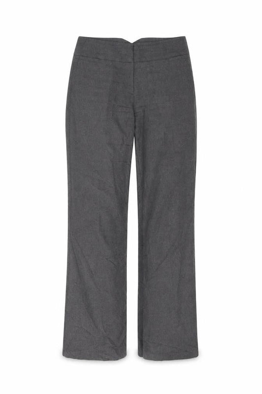 Front view of Atmosphere women’s grey polyester trousers, size UK 10, 31-inch leg regular button