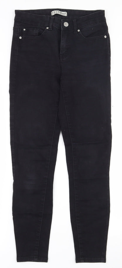 Denim & Co. Womens Black  Cotton Skinny Jeans Size 8 L25.5 in Regular Zip