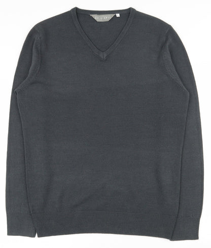 Originals Mens Grey V-Neck  Acrylic Pullover Jumper Size L