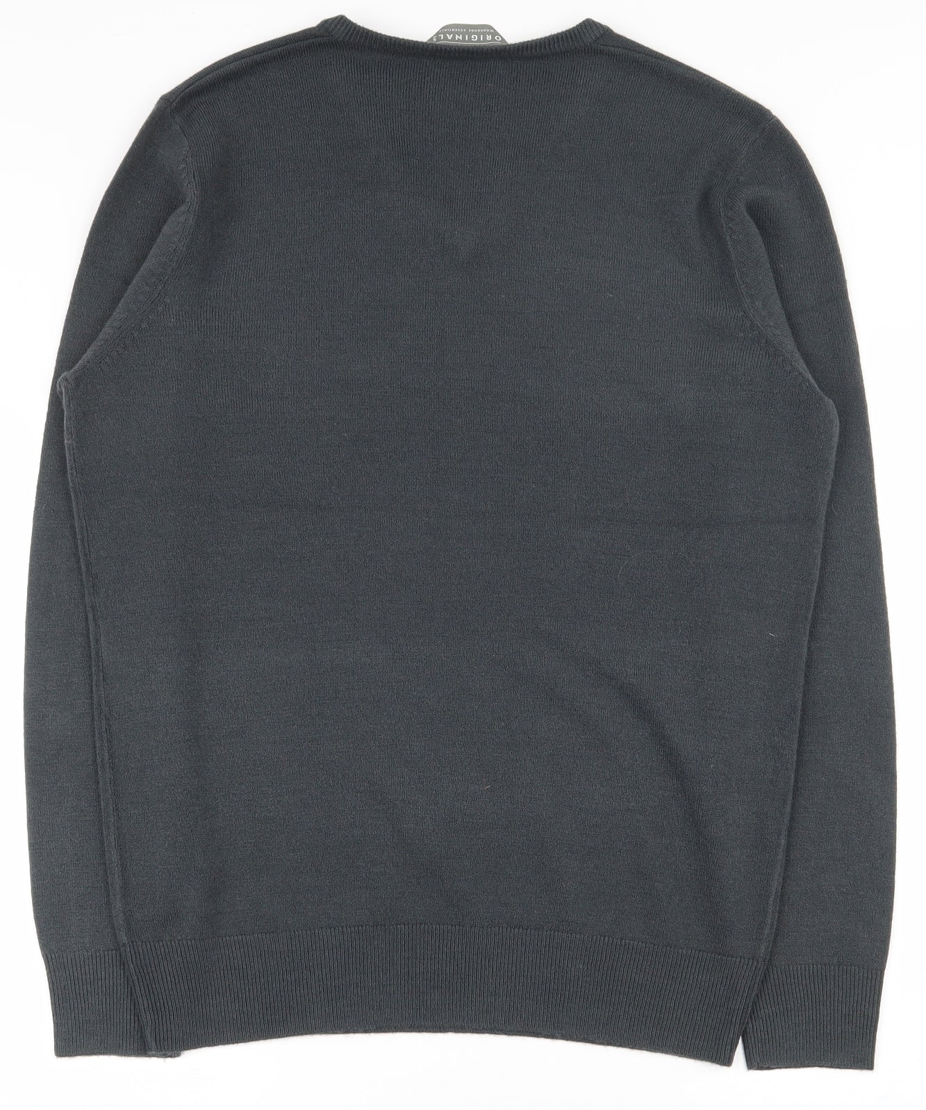 Originals Mens Grey V-Neck  Acrylic Pullover Jumper Size L