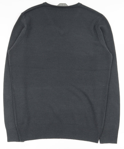 Originals Mens Grey V-Neck  Acrylic Pullover Jumper Size L