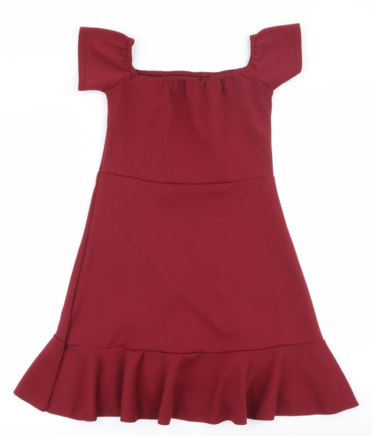 Nasty Gal Womens Red  Polyester Basic Blouse Size 10 Off the Shoulder