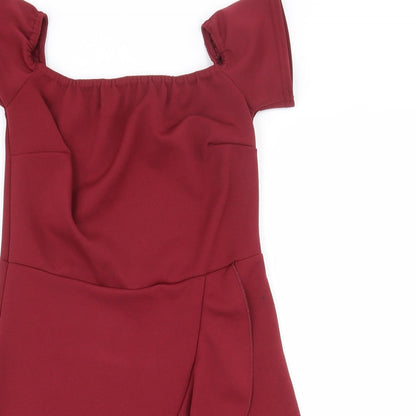 Nasty Gal Womens Red  Polyester Basic Blouse Size 10 Off the Shoulder