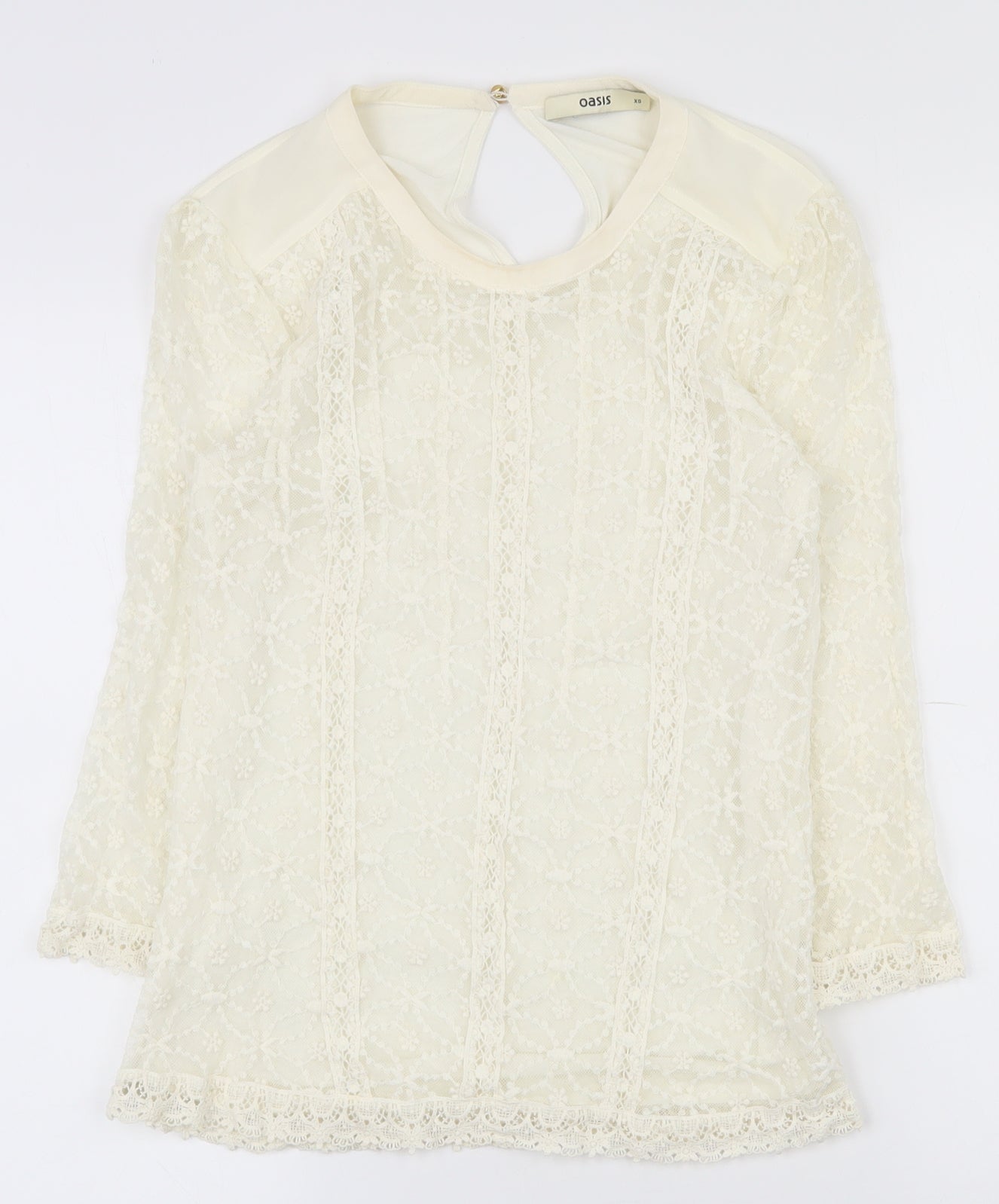 Womens UK Size XS Oasis Ivory Basic T-Shirt