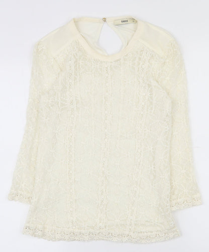Womens UK Size XS Oasis Ivory Basic T-Shirt