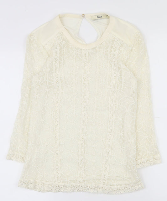 Womens UK Size XS Oasis Ivory Basic T-Shirt