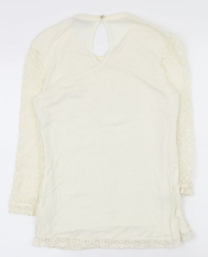Womens UK Size XS Oasis Ivory Basic T-Shirt
