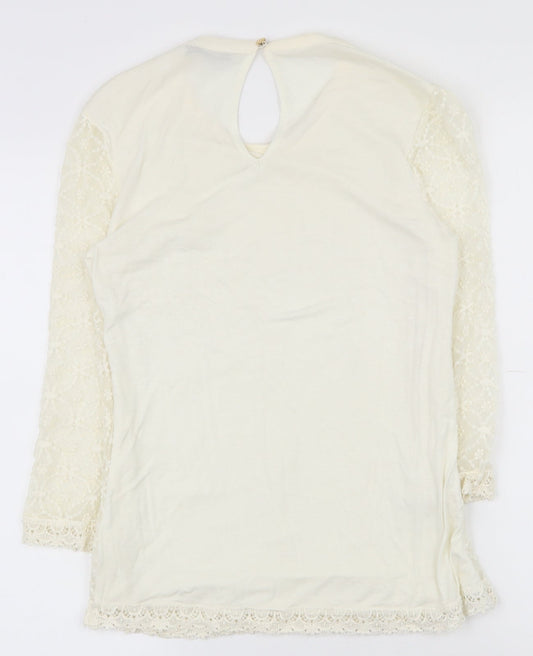 Womens UK Size XS Oasis Ivory Basic T-Shirt