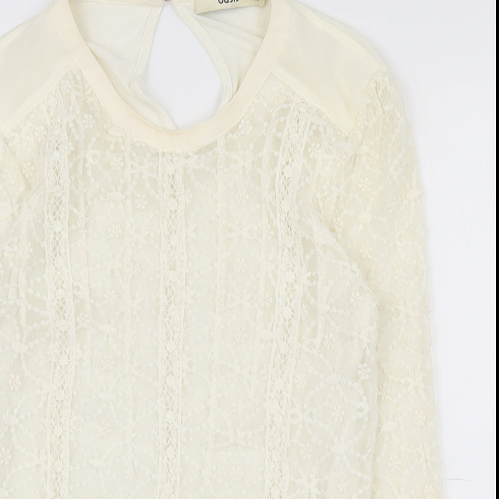 Womens UK Size XS Oasis Ivory Basic T-Shirt
