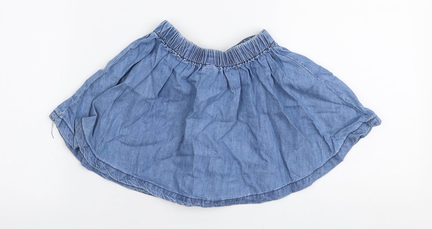 Dunnes Stores Girls Blue  100% Cotton Skater Skirt Size 12-18 Months  Pull On
