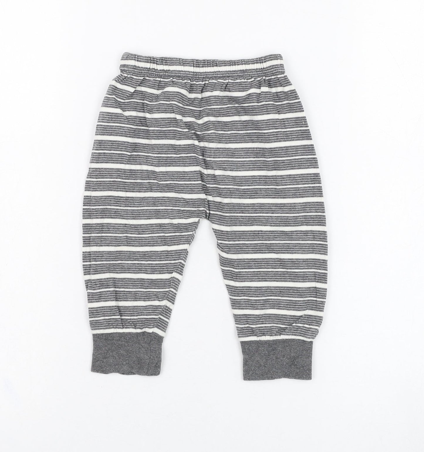 Lucy & Sam Boys Green Striped Cotton Jogger Trousers Size 9-12 Months  Pullover