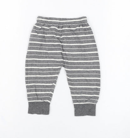 Lucy & Sam Boys Green Striped Cotton Jogger Trousers Size 9-12 Months  Pullover