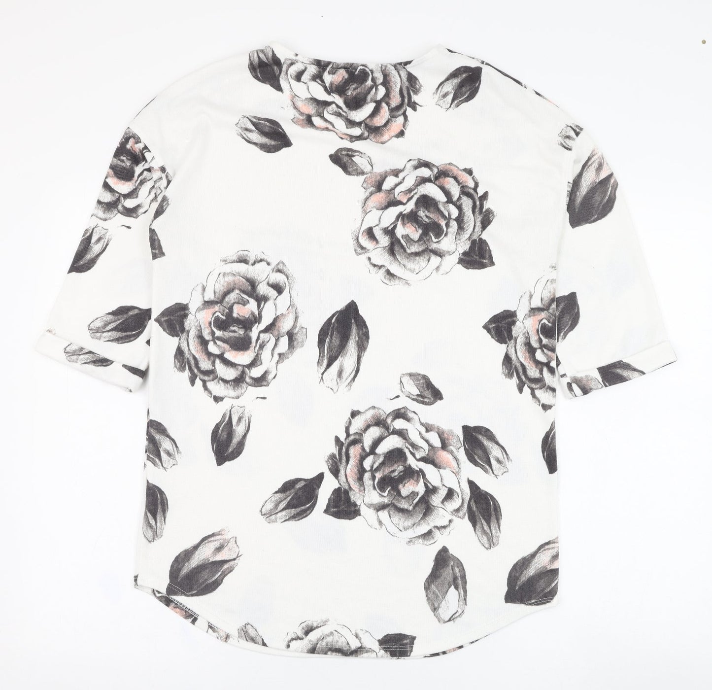 F&F Womens Ivory Round Neck Floral Polyester Pullover Jumper Size 10