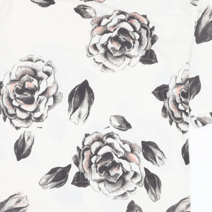 F&F Womens Ivory Round Neck Floral Polyester Pullover Jumper Size 10