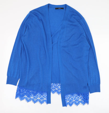 George Womens Blue Square Neck  Acrylic Cardigan Jumper Size 8