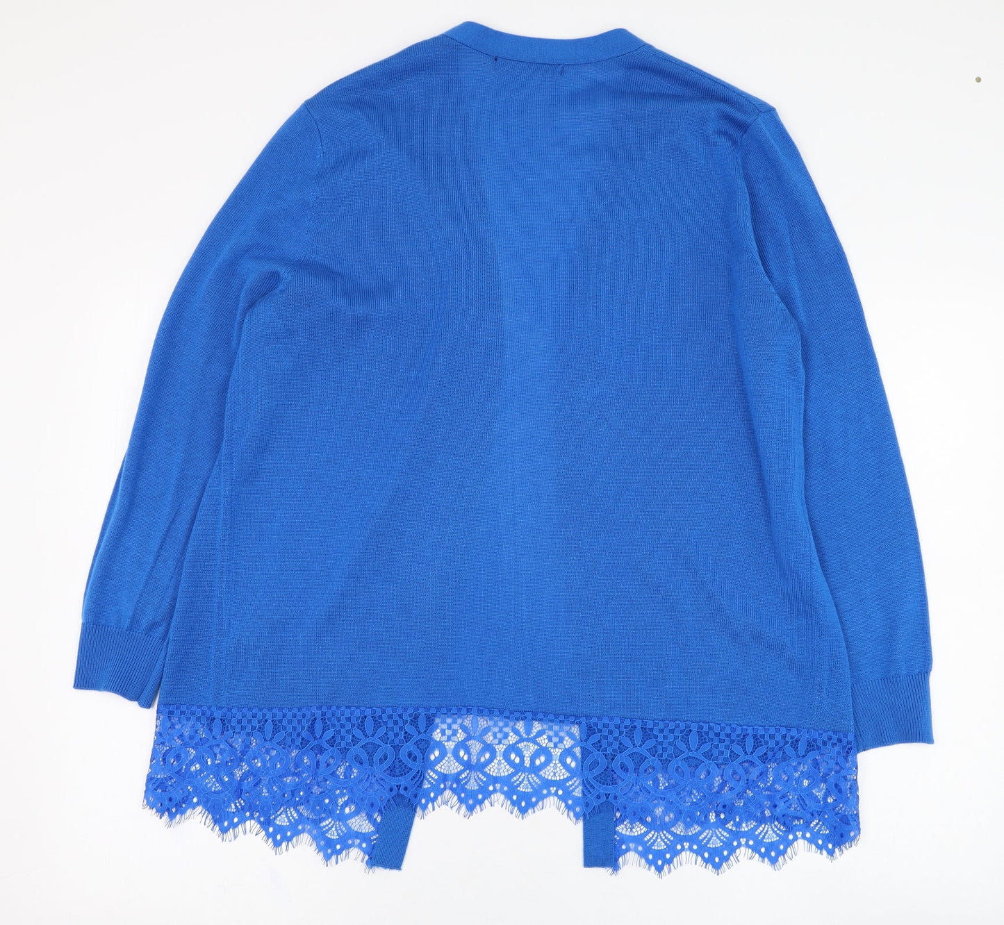 George Womens Blue Square Neck  Acrylic Cardigan Jumper Size 8