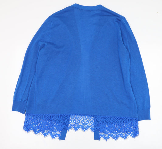 George Womens Blue Square Neck  Acrylic Cardigan Jumper Size 8