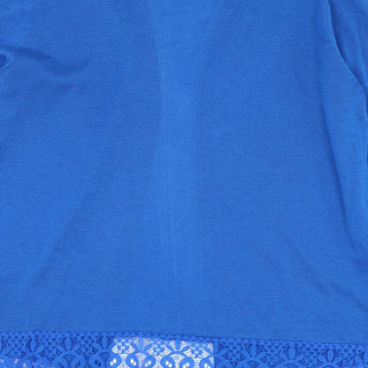 George Womens Blue Square Neck  Acrylic Cardigan Jumper Size 8