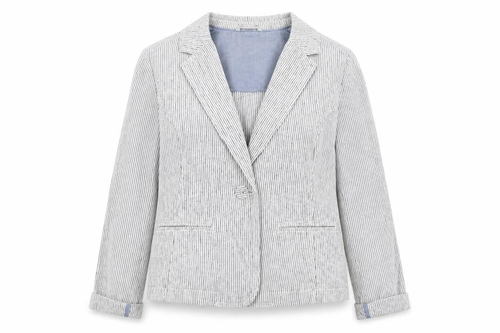 Marks & Spencer Womens Ivory Striped  Jacket Blazer Size 12  Button