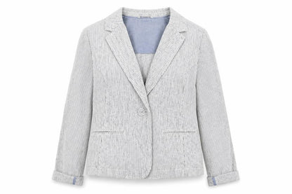 Marks & Spencer Womens Ivory Striped  Jacket Blazer Size 12  Button