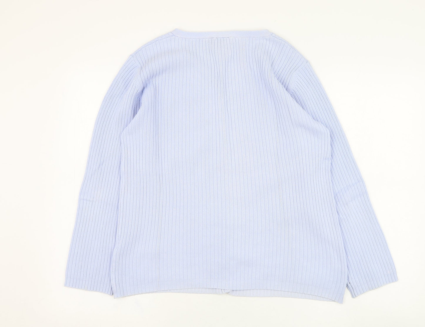 DASH Womens Blue V-Neck  Polyester Cardigan Jumper Size 14