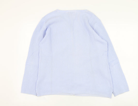 DASH Womens Blue V-Neck  Polyester Cardigan Jumper Size 14