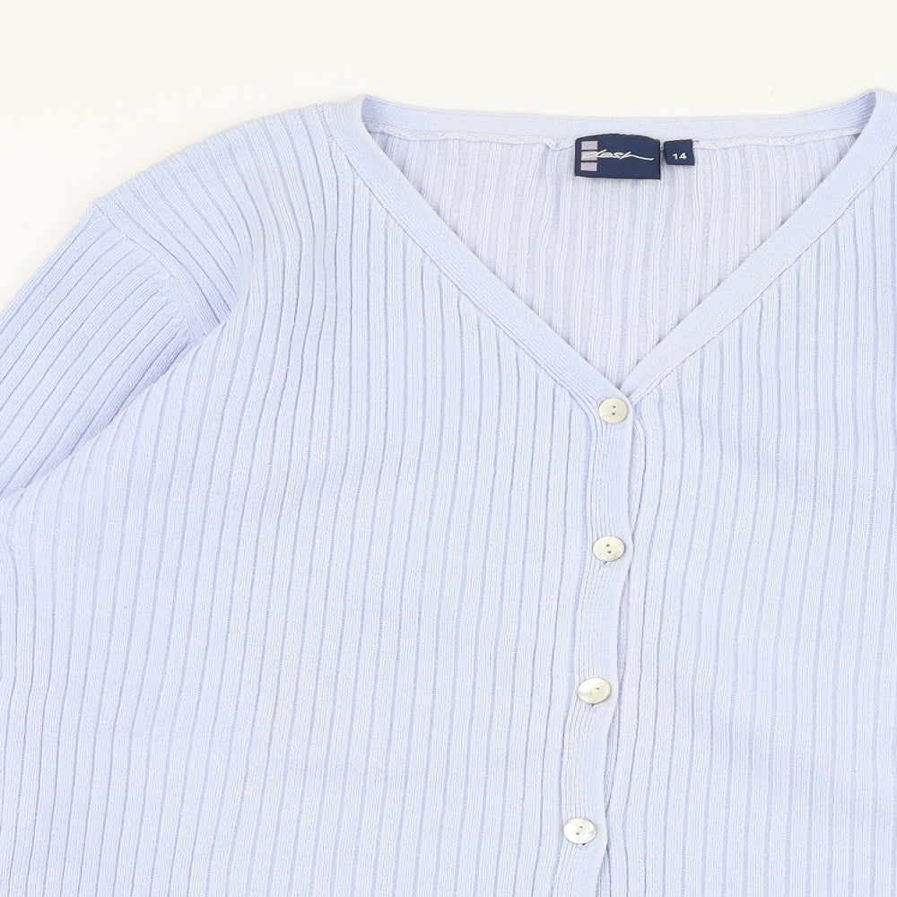 DASH Womens Blue V-Neck  Polyester Cardigan Jumper Size 14