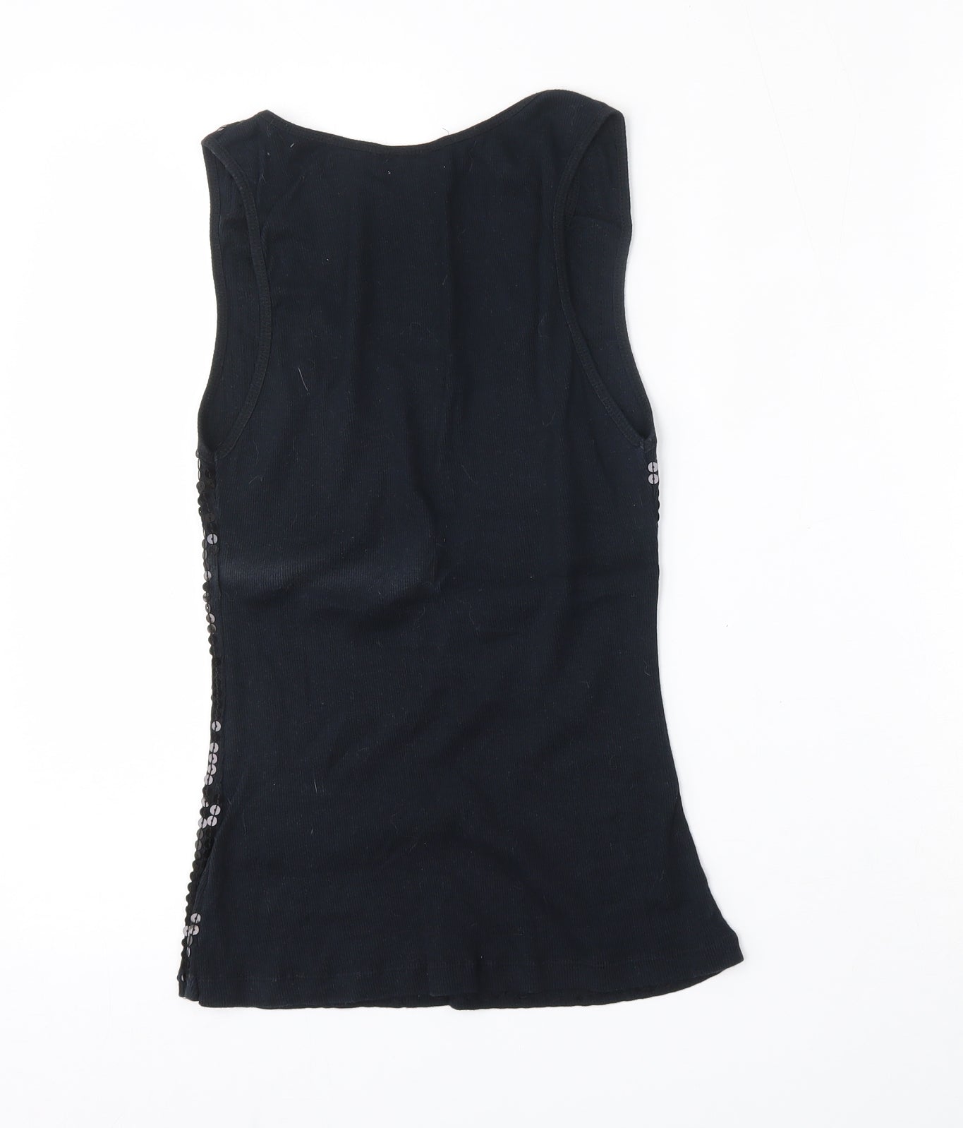 Romeo & Juliet Couture Womens Black  Cotton Basic Tank Size L Round Neck