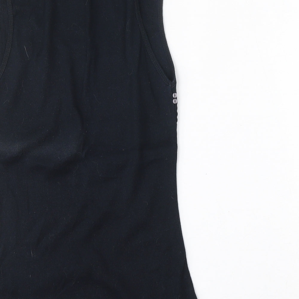 Romeo & Juliet Couture Womens Black  Cotton Basic Tank Size L Round Neck