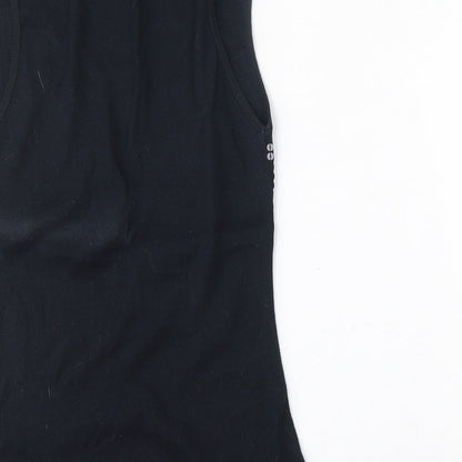 Romeo & Juliet Couture Womens Black  Cotton Basic Tank Size L Round Neck